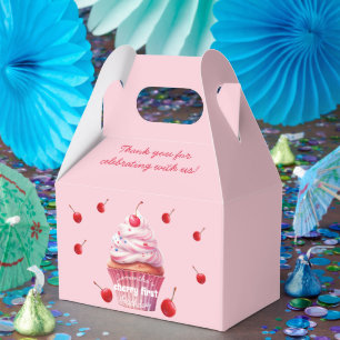 Pink Baby First Cherry & Cupcake Birthday Party  Favour Box