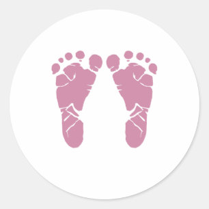 Pink baby footprints classic round sticker