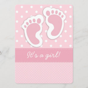 Pink Baby Footprints Invitation