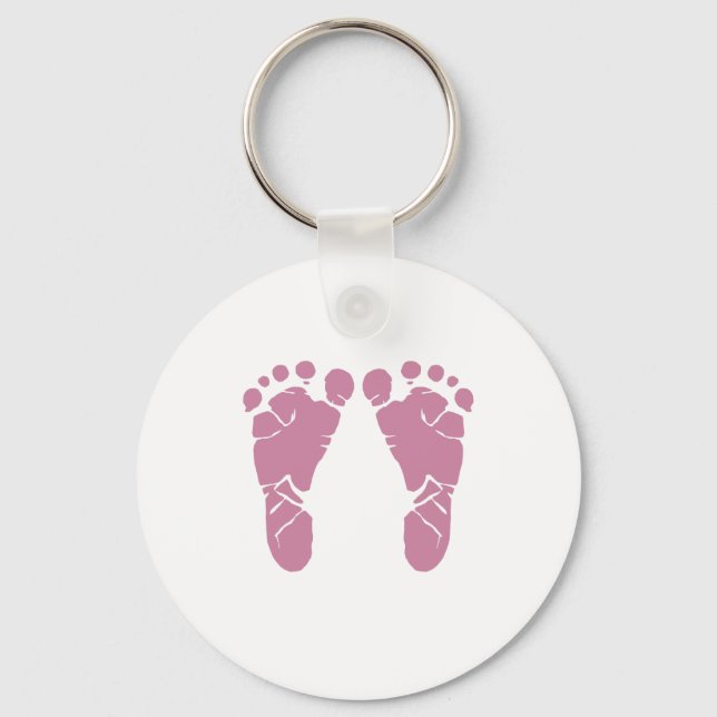 Pink baby footprints key ring (Front)