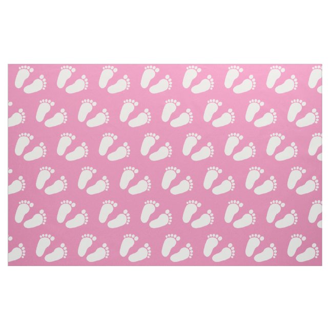 Pink baby footprints pattern fabric DIY textile (Fat Quarter)