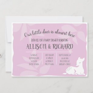 PINK Baby Garden Deer Dear Baby Shower Invite