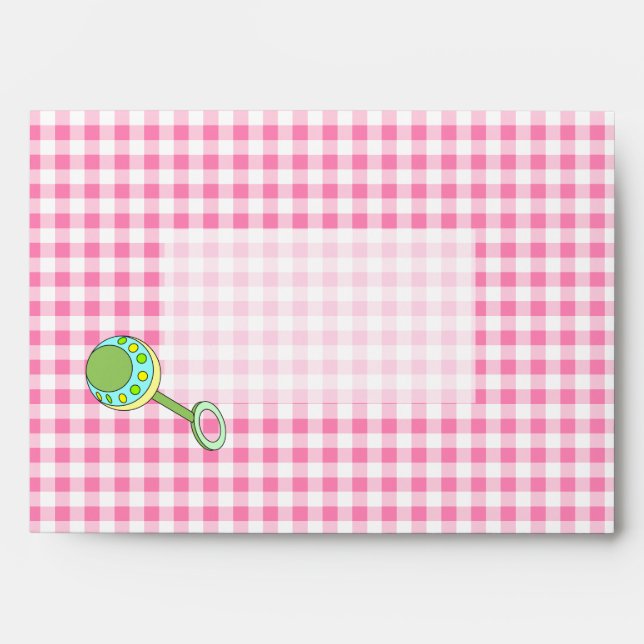 Pink Baby Gingham Envelope (Front)