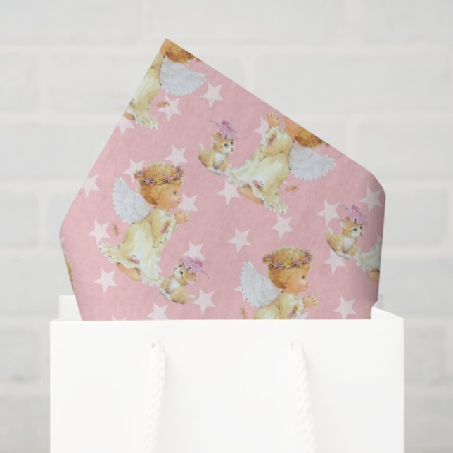 Pink baby girl Angel pattern tissue paper (Gift Bag)