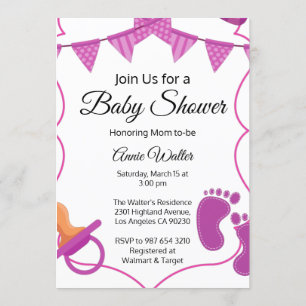 Pink Baby Girl Baby Shower Invitation