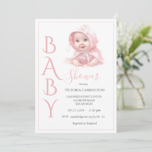 Pink Baby Girl Baby Shower Invitation