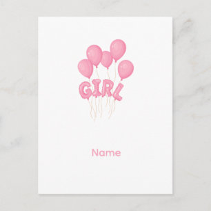 Pink Baby Girl Balloon Celebration - Cute Nursery  Holiday Postcard