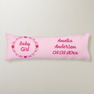 Pink Baby Girl Butterflies and Flowers Custom Body Cushion