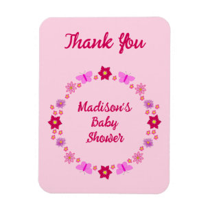 Pink Baby Girl Butterflies and Flowers Custom Magnet