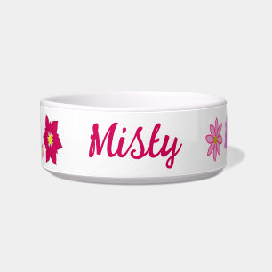 Pink Baby Girl Butterflies and Flowers Custom Name Bowl