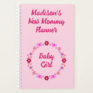 Pink Baby Girl Butterflies and Flowers Custom Planner