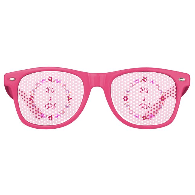 Pink Baby Girl Butterflies and Flowers Custom Retro Sunglasses (Front)