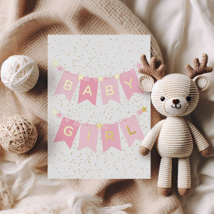 Pink Baby Girl Congratulations Foil Card