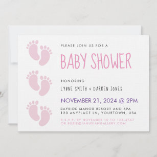 Pink Baby Girl Feet Baby Shower Invitation