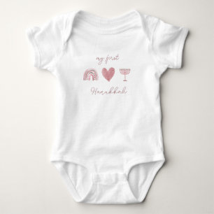 Pink Baby Girl First Hanukkah  Bodysuit