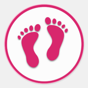 Pink Baby Girl Foot Prints Classic Round Sticker
