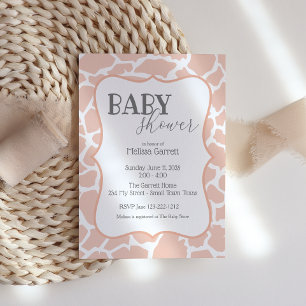 Pink Baby Girl Giraffe Baby Shower Invitation