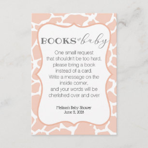 Pink Baby Girl Giraffe Books for Baby Enclosure Card