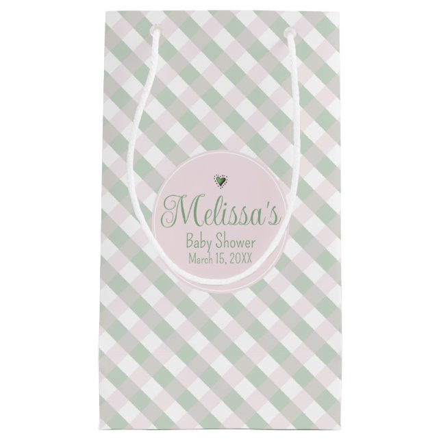 Pink Baby Girl Irish Clovers Baby Shower Small Gift Bag (Front)