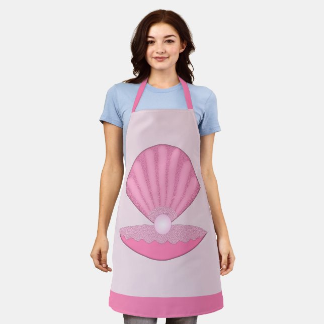 Pink Baby Girl Oyster shell and Pearl Apron (Worn)