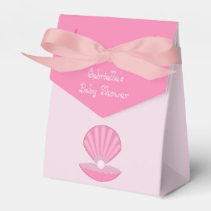 Pink Baby Girl Oyster shell and Pearl Baby Shower Favour Box