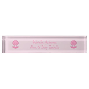Pink Baby Girl Oyster shell and Pearl Custom Nameplate