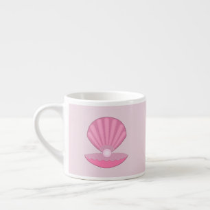 Pink Baby Girl Oyster shell and Pearl Espresso Cup