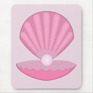 Pink Baby Girl Oyster shell and Pearl Mouse Pad
