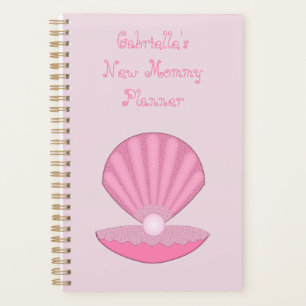 Pink Baby Girl Oyster shell and Pearl New Mum Planner