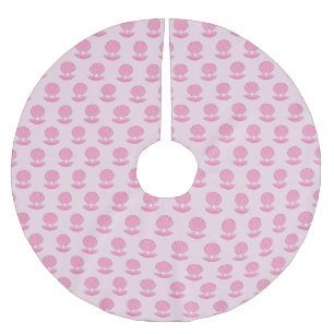 Pink Baby Girl Oyster shell and Pearl Patterned Brushed Polyester Tree Skirt