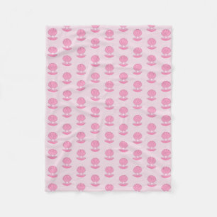 Pink Baby Girl Oyster shell and Pearl Patterned Fleece Blanket