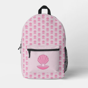 Pink Baby Girl Oyster shell and Pearl Patterned Printed Backpack