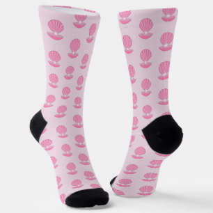 Pink Baby Girl Oyster shell and Pearl Patterned Socks
