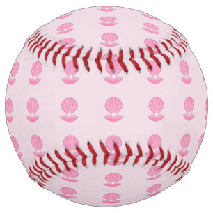 Pink Baby Girl Oyster shell and Pearl Patterned Softball