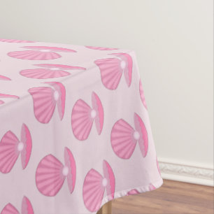 Pink Baby Girl Oyster shell and Pearl Patterned Tablecloth