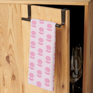Pink Baby Girl Oyster shell and Pearl Patterned Tea Towel