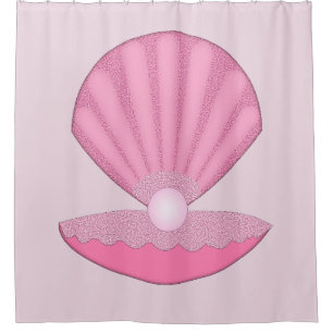 Pink Baby Girl Oyster shell and Pearl Shower Curtain