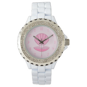Pink Baby Girl Oyster shell and Pearl Watch