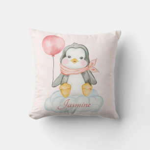 Pink Baby Girl Penguin Cushion