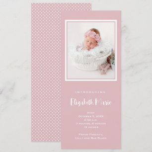 Pink Baby Girl Photo Birth Announcement