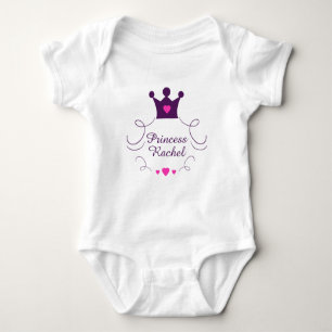 Pink Baby Girl Princess Crown Tiara Royalty Hearts Baby Bodysuit
