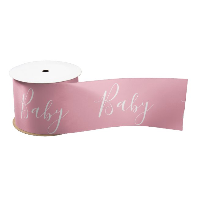 Pink Baby Girl Script Elegant Baby Shower Satin Ri Satin Ribbon (Spool)