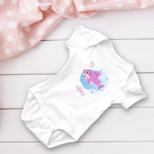 Pink Baby Girl Shark Bodysuit