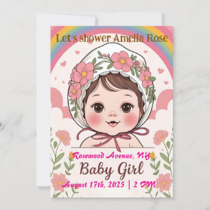 Pink Baby Girl Shower Invitation