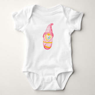 Pink baby Gnome Girl Watercolor Baby Bodysuit