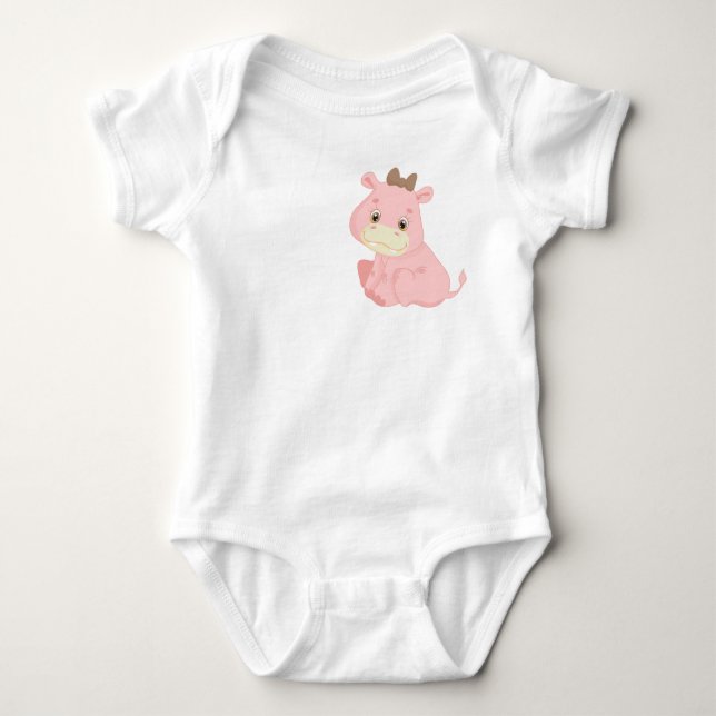 Pink Baby Hippo Baby Bodysuit (Front)