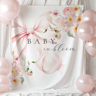 Pink Baby in Bloom Baby Shower Backdrop Tapestry