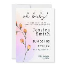 Pink Baby in Bloom Baby Shower Invite