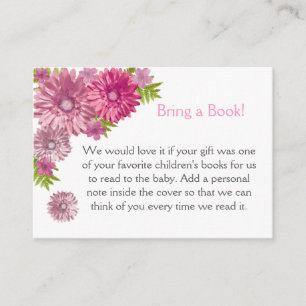 Pink Baby In Bloom Brunch Shower Bring A Book Enclosure Card