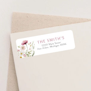 Pink Baby In Bloom Floral Shower Return Address Label